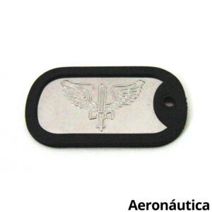 Dog Tag Alto Relevo Placas Plaqueta Identificação com Brasão: Pingente com brasão de espada alada em alto relevo.