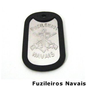 Dog Tag Alto Relevo Placas Plaqueta Identificação com Brasão: Insígnia dos Fuzileiros Navais em alto relevo.