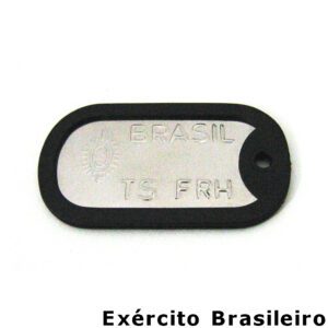 Dog Tag Alto Relevo Placas Plaqueta Identificação com Brasão do Exército Brasileiro