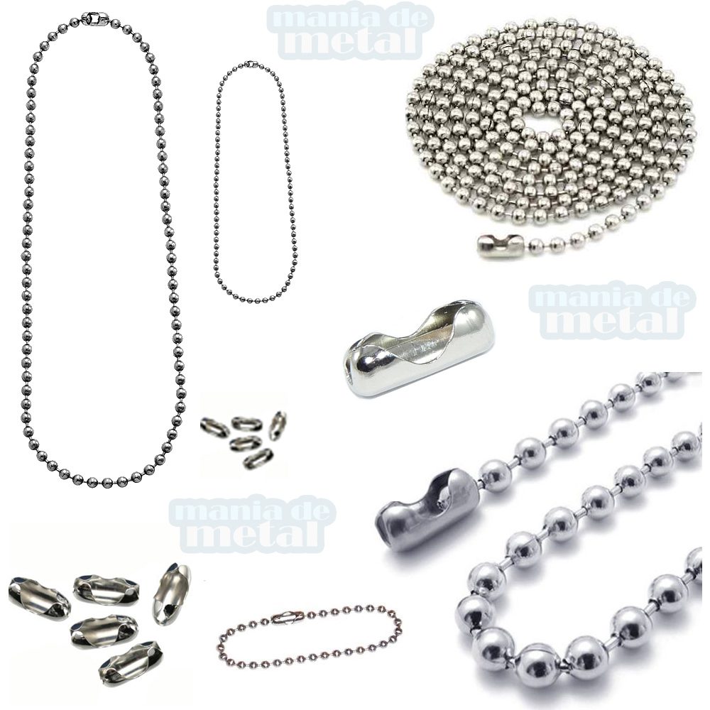 Colares de bolinhas de metal e conectores, da Mania de Metal.