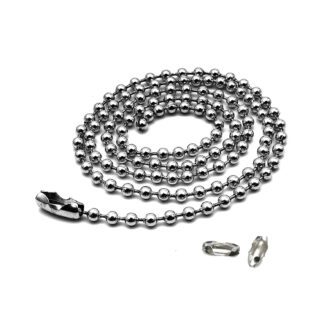 Cordão de bolinhas de metal prateado com conectores
