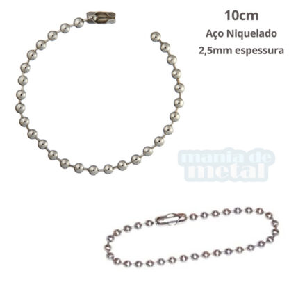 Corrente de Bolinhas 2,5mm Tag Cortada em Aço Niquelado Medidas Personalizadas para Brindes, Artesanato e Biju - Imagem 5