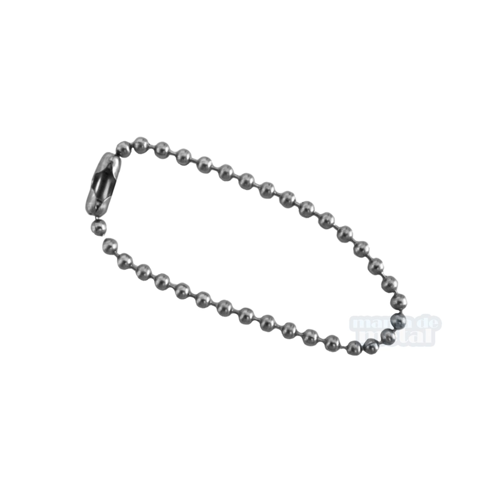 Corrente de Bolinhas 2,5mm em Aço Niquelado: corrente com tag cortada, ideal para identificação.