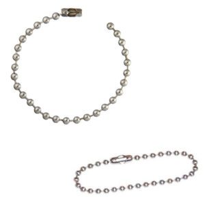 Corrente de Bolinhas 2,5mm em Aço Niquelado: Correntes de bolinhas prateadas com fecho para tags.