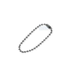 Corrente de Bolinhas 2,5mm em Aço Niquelado com tag cortada. Ideal para identificação e chaveiros.