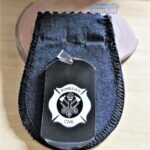 Dog Tag Grossa em Aço Inox 316L com emblema Bombeiro Civil. Plaqueta para presente.