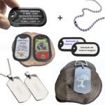 Coleção de dog tags personalizadas: militar, identificação e gravação de textos e imagens.