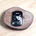 Fotogravação em aço inox 316L de dog tag com foto de cachorro, presente personalizado.