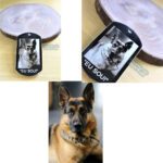 Fotogravação Aço Inox: Pingente dog tag com foto de um Pastor Alemão. Presente personalizado.