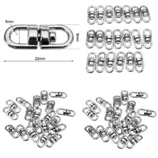 Argola Giratória Dupla 22mm para chaveiros, bijuteria e artesanato. Fechos giratórios detalhados em metal.