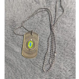 Dog Tag Brasão do Exército Brasileiro em alto relevo, acessório militar estiloso.