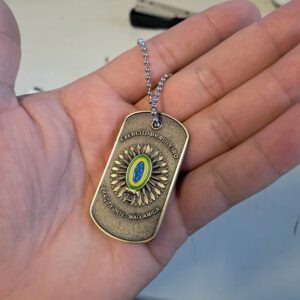 Dog Tag Brasão do Exército Brasileiro em alto relevo. Dogtag do Exército Brasileiro.