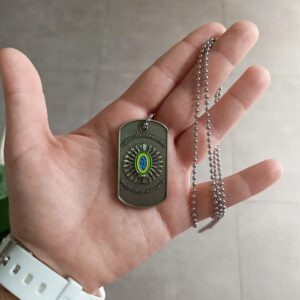 Dog Tag Brasão do Exército Brasileiro em alto relevo. Dogtag com corrente, ideal para fãs do Exército.