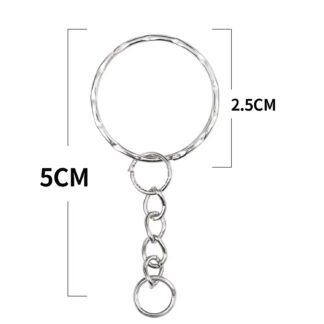 Argola Chaveiro Trabalhada 25mm Aço Inox: corrente e terminal para chaveiro resistente e elegante.