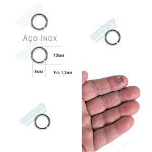 Elo terminal redondo em aço inox 10mm x 8mm x 1,2mm.