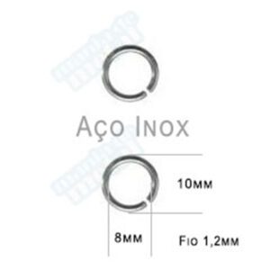 Elo terminal redondo em aço inox 10mm x 8mm x 1,2mm. Ideal para bijuterias e artesanato.