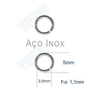 Elo Terminal Redondo em Aço Inox 5mm x 2,8mm x 1,1mm. Elo terminal redondo 5mm.