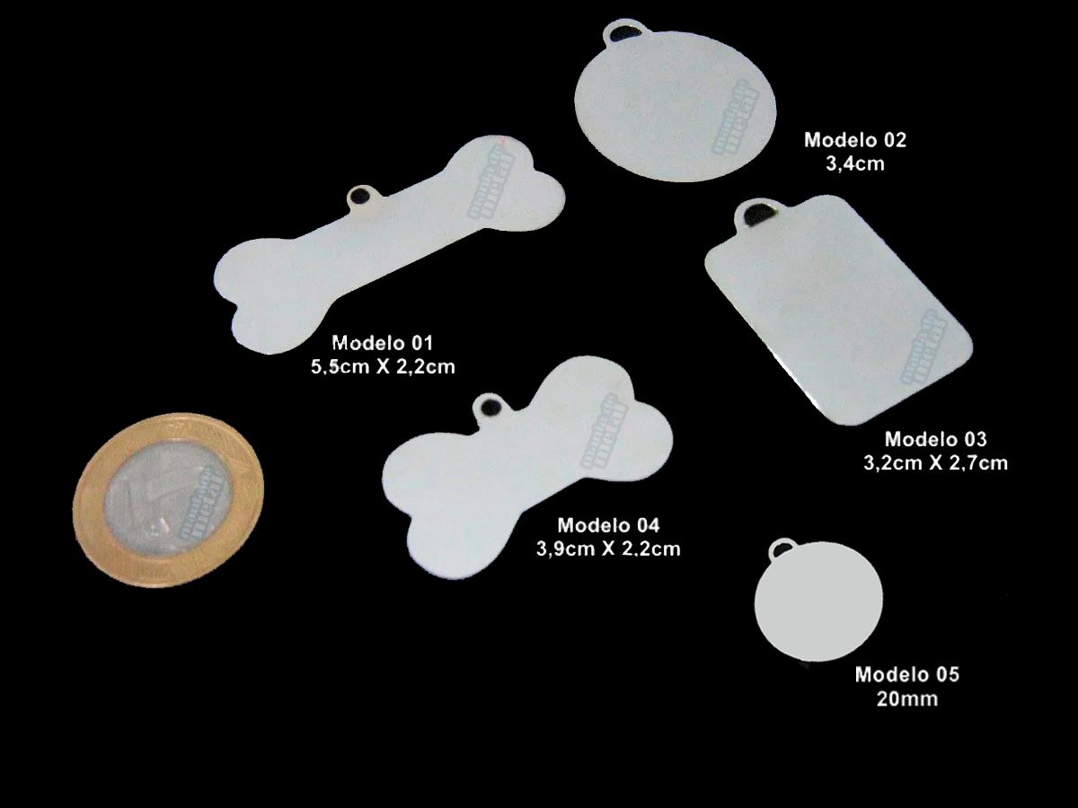 Plaquinhas de identificação pet, vários modelos. Mania de Metal