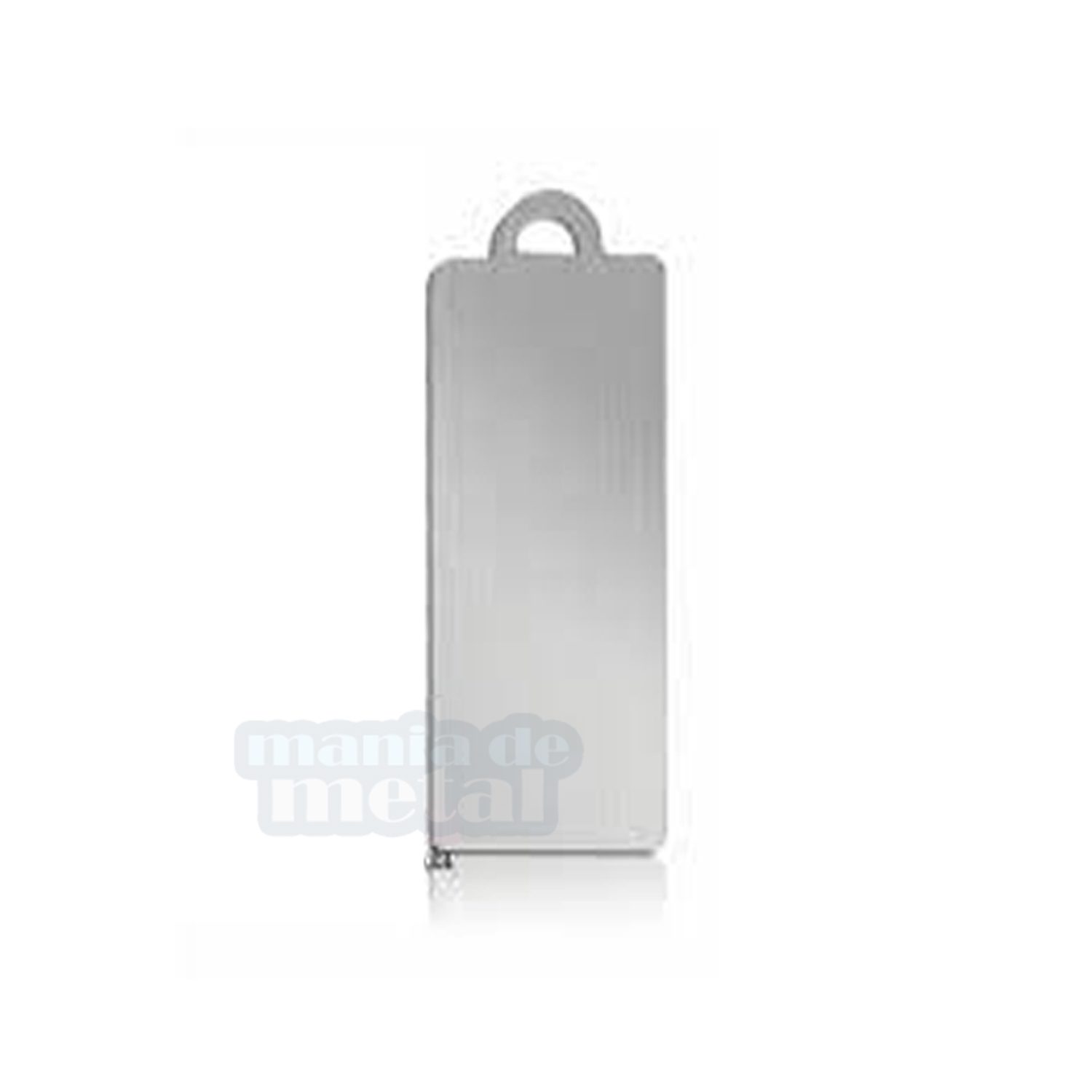 Plaquinha de aço cromado para identificação Mania de Metal