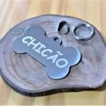 Tag de identificação para pet com nome "Chicão Mania de Metal