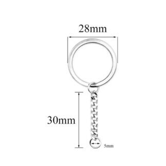 Argola Italiana Chata Chaveiro 28mm em Aço Inox com Corrente