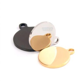 Placa Pingente Redondo em Aço Inox Dourado 316L Grosso Color